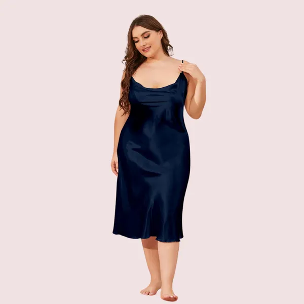 Dark_Blue_Satin_Cowl_Neck_Dress_For_Women