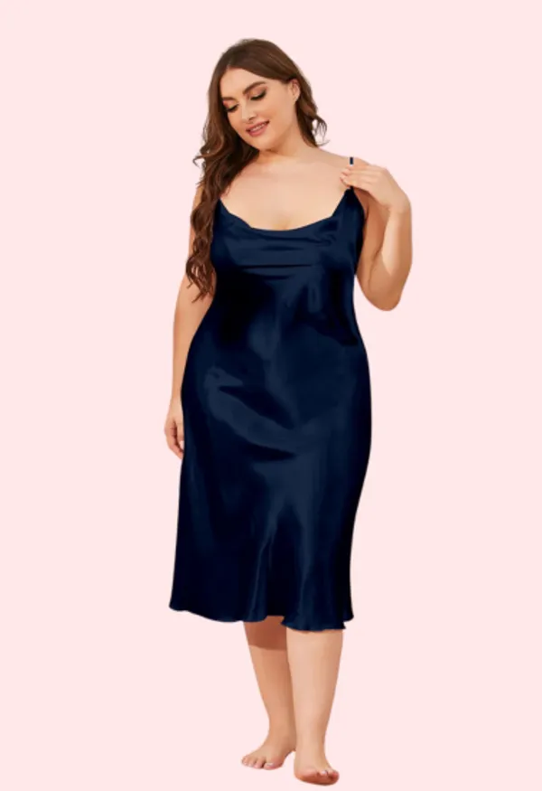 Dark_Blue_Satin_Cowl_Neck_Dress_For_Women