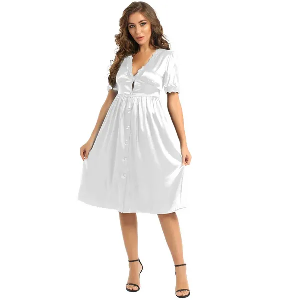 Multicolor_Knee_Length_Luxury_Satin_Lounge_Dress_For_Women