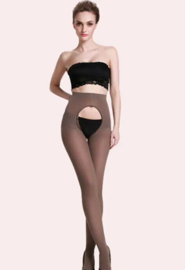 Brown_Open_Crotch_Crotchless_Pantyhose_For_Women