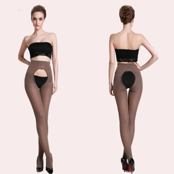 Brown_Open_Crotch_Crotchless_Pantyhose_For_Women