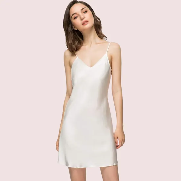 Shiny_White_Silky_Tank_Top_Slip_Dress_With_Adjustable_Straps_For_Women