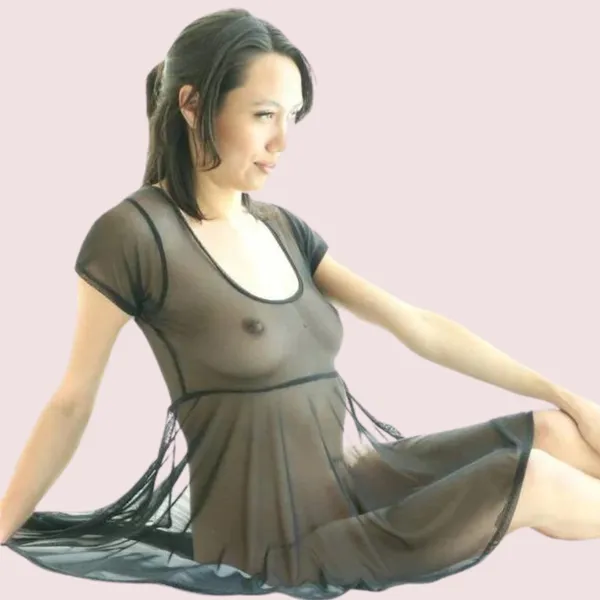 Black_Sexy_Sheer_Mesh_Skater_Dress_For_Women