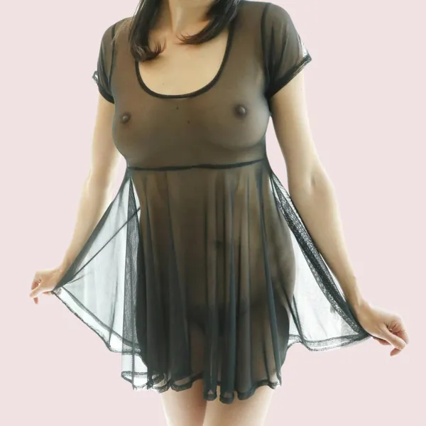 Black_Sexy_Sheer_Mesh_Skater_Dress_For_Women