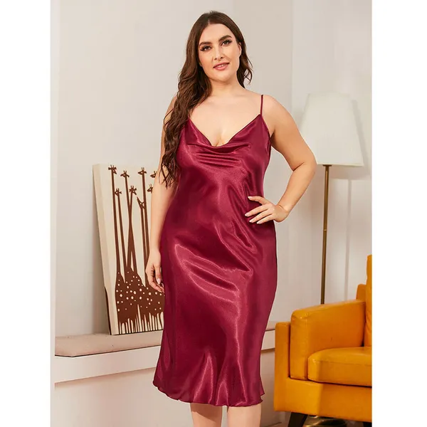 Burgundy_Luxury_Silky_Satin_Nightwear_For_Women
