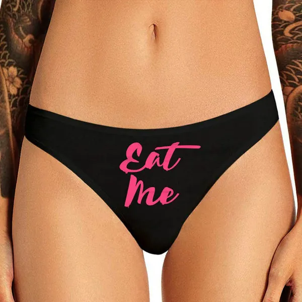 Black_Eat_Me_Printed_Customized_Thong_Panty_Gift_For_Women
