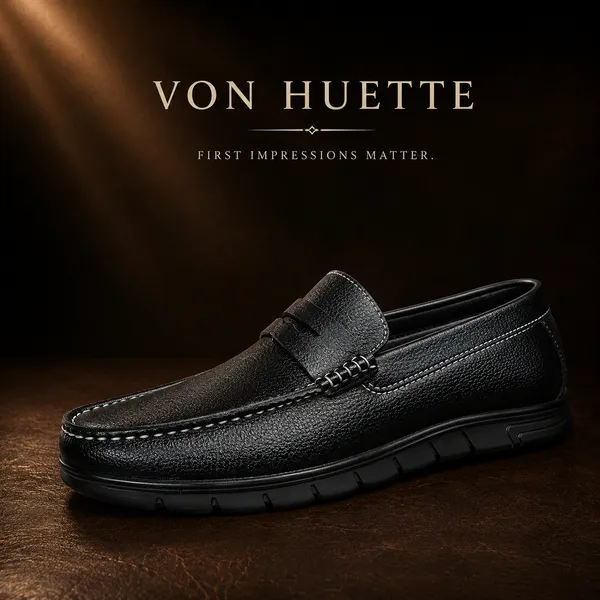 VON_HUETTE_Men’s_Premium_Black_Penny_Loafers_|_White_Stitch_Detail_|_Cushioned_Sole_|_Formal_&_Office_Wear_Shoes