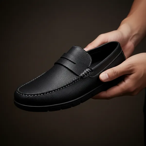 VON_HUETTE_Men’s_Premium_Black_Penny_Loafers_|_White_Stitch_Detail_|_Cushioned_Sole_|_Formal_&_Office_Wear_Shoes