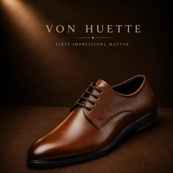 Von_Huette_Men's_Tan_Formal_Derby_Shoes_For_Officewear/Partywear