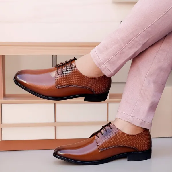 Von_Huette_Men's_Tan_Formal_Derby_Shoes_For_Officewear/Partywear