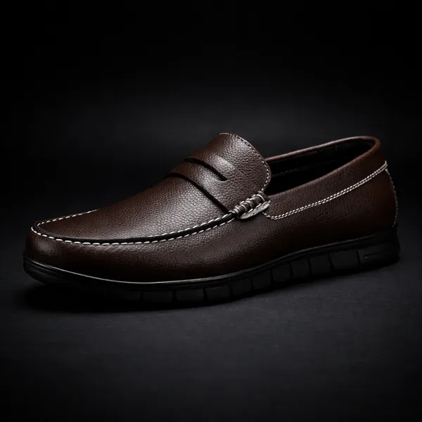 VON_HUETTE_Men’s_Premium_Brown_Penny_Loafers_|_White_Stitch_Detail_|_Cushioned_Sole_|_Formal_&_Office_Wear_Shoes