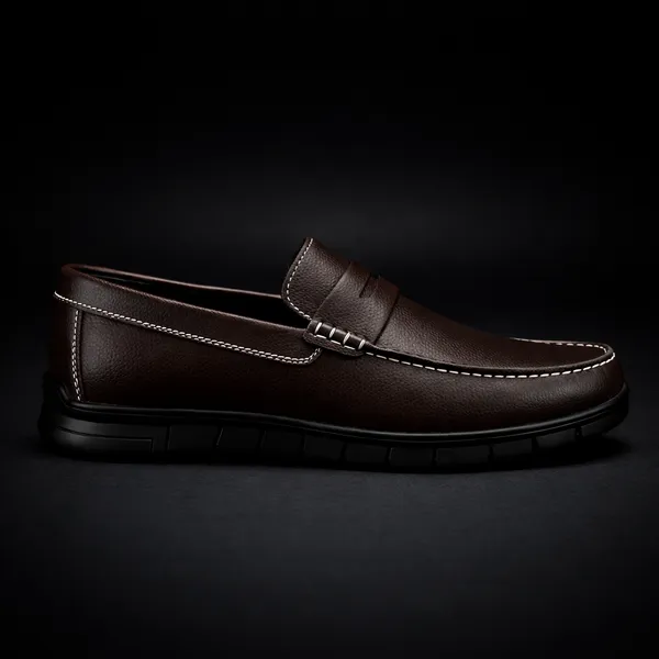 VON_HUETTE_Men’s_Premium_Brown_Penny_Loafers_|_White_Stitch_Detail_|_Cushioned_Sole_|_Formal_&_Office_Wear_Shoes