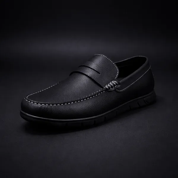VON_HUETTE_Men’s_Premium_Black_Penny_Loafers_|_White_Stitch_Detail_|_Cushioned_Sole_|_Formal_&_Office_Wear_Shoes