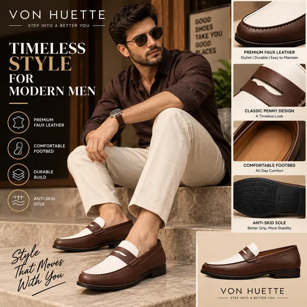 VON_HUETTE_Premium_Two-Tone_Penny_Loafers_for_Men_|_Tan_&_White_Classic_Formal_Shoes_|_Office,_Party_&_Casual_Wear