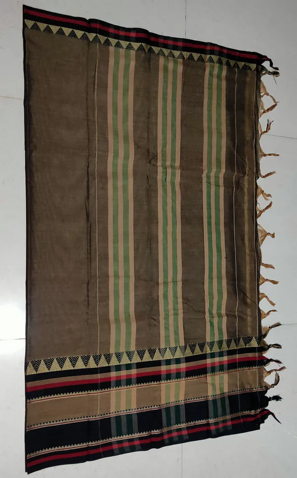 Charcol_Cotton_Saree_With_Unstiched_Blouse__For_Women