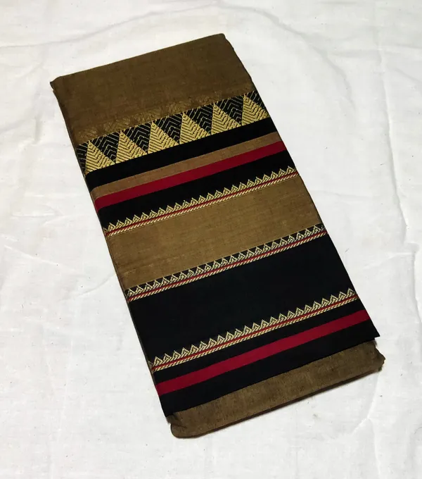 Charcol_Cotton_Saree_With_Unstiched_Blouse__For_Women
