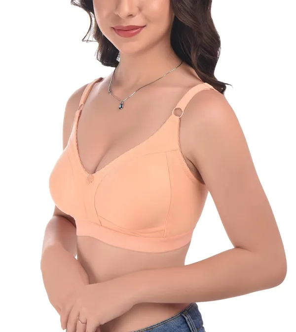 Peach_T-Shirt_Bra_for_Women_|_Non-Padded_and_Cotton_Hosiery