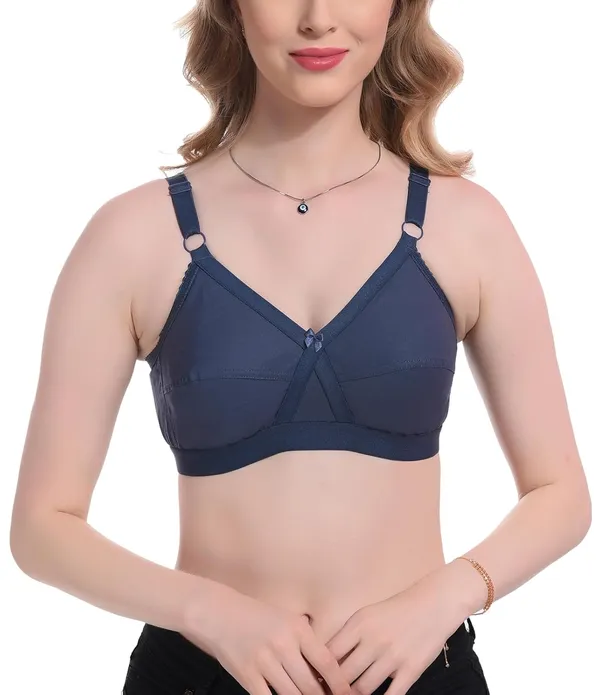 Dark_Blue_100%_Cotton_Regular_Full_Coverage_T-Shirt_Bra_For_Women