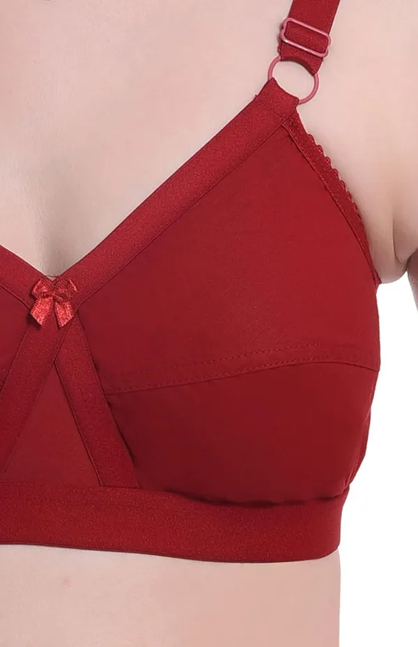 Maroon_100%_Cotton_Regular_Full_Coverage_T-Shirt_Bra_For_Women