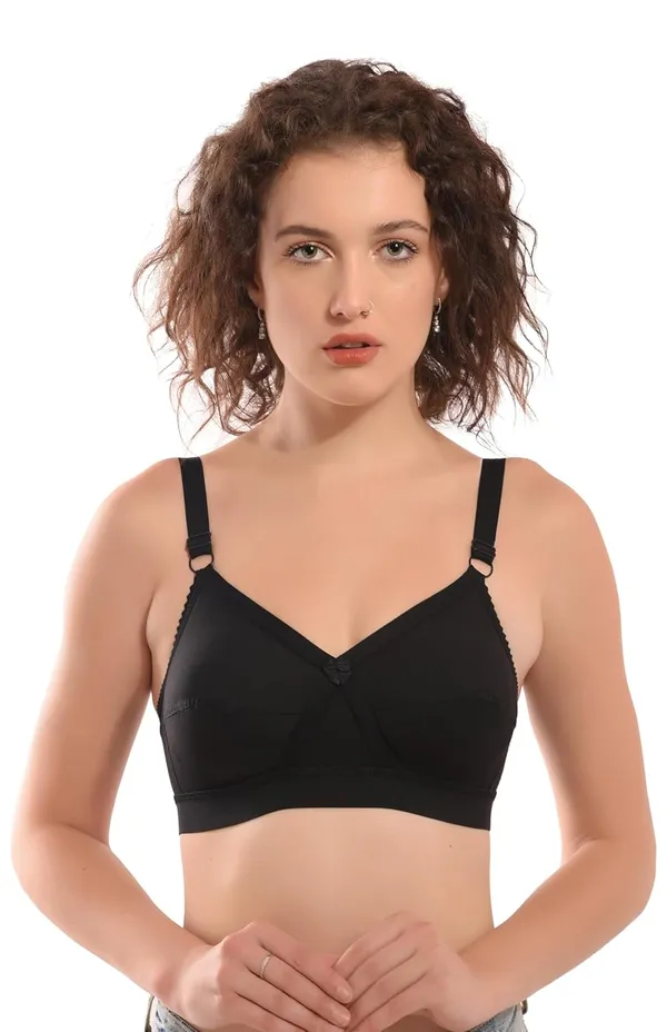 Black_100%_Pure_Cotton_Krutika_Full_Coverage_Solid_Bra_For_Women