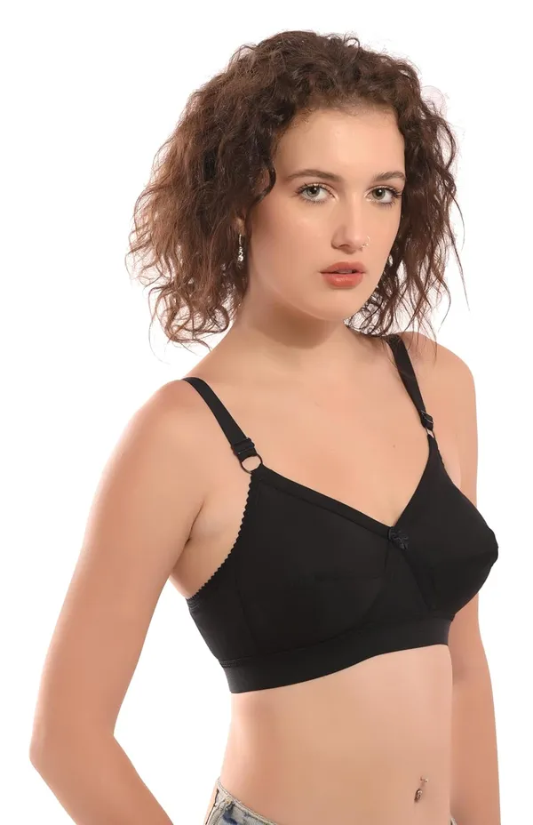 Black_100%_Pure_Cotton_Krutika_Full_Coverage_Solid_Bra_For_Women