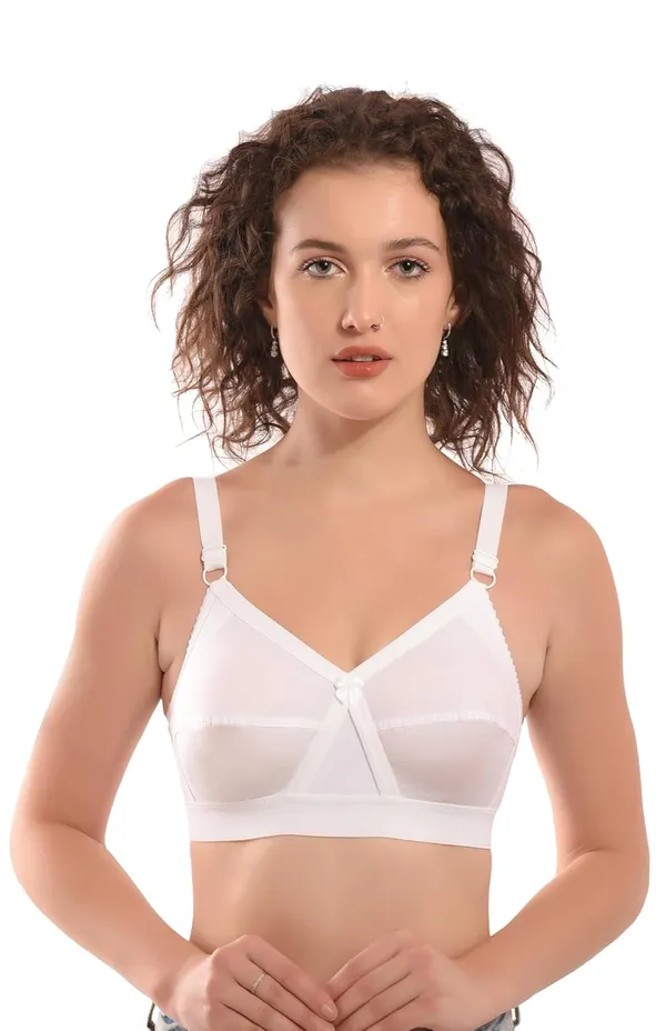 White_100%_Pure_Cotton_Krutika_Full_Coverage_Solid_Bra_For_Women