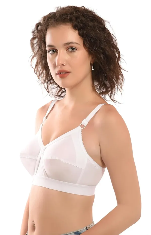White_100%_Pure_Cotton_Krutika_Full_Coverage_Solid_Bra_For_Women