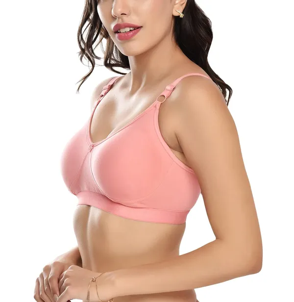 Peach_T-Shirt_Bra_for_Women_|_Non-Padded_and_Cotton_Hosiery