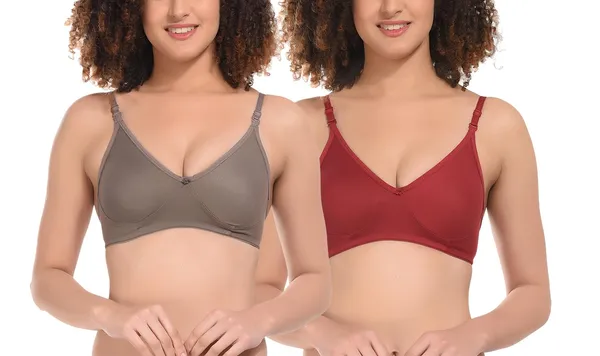 Pack_of_2_|_Brown_T-Shirt_Bra_for_Women_|_Non-Padded_and_Cotton_Hosiery