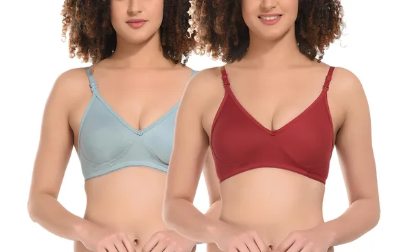 Pack_of_2_|_Sea_Green_&_Maroon_T-Shirt_Bra_for_Women_|_Non-Padded_and_Cotton_Hosiery