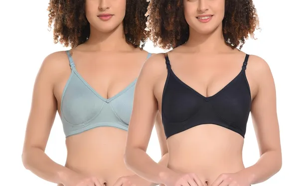 Pack_of_2_|_Sea_Green_&_Navy_T-Shirt_Bra_for_Women_|_Non-Padded_and_Cotton_Hosiery