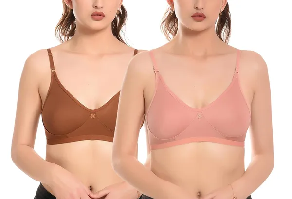 Pack_of_2_|_Brown_T-Shirt_Bra_for_Women_|_Non-Padded_and_Cotton_Hosiery