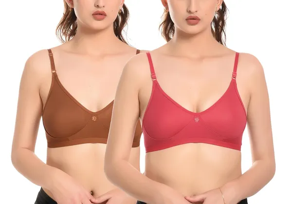 Pack_of_2_|_Brown_T-Shirt_Bra_for_Women_|_Non-Padded_and_Cotton_Hosiery