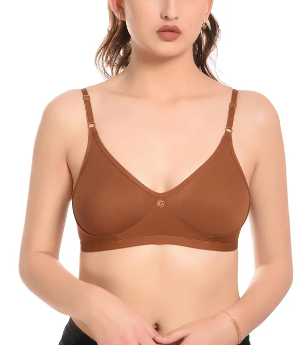 Pack_of_2_|_Brown_T-Shirt_Bra_for_Women_|_Non-Padded_and_Cotton_Hosiery
