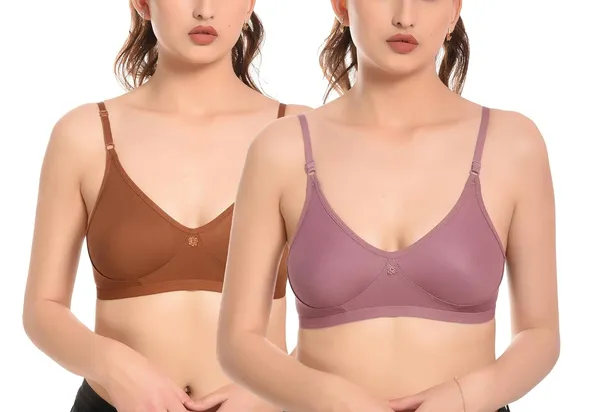 Pack_of_2_|_Brown_T-Shirt_Bra_for_Women_|_Non-Padded_and_Cotton_Hosiery