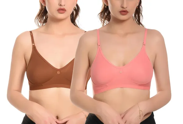 Pack_of_2_|_Brown_T-Shirt_Bra_for_Women_|_Non-Padded_and_Cotton_Hosiery