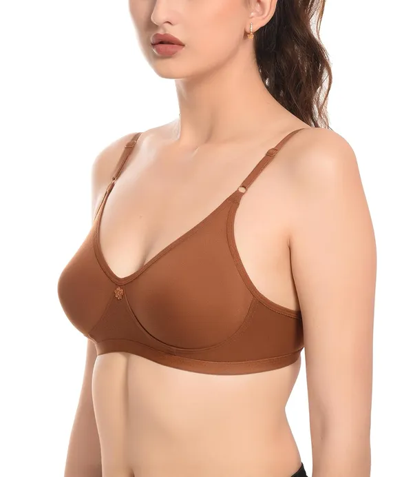 Pack_of_2_|_Brown_T-Shirt_Bra_for_Women_|_Non-Padded_and_Cotton_Hosiery