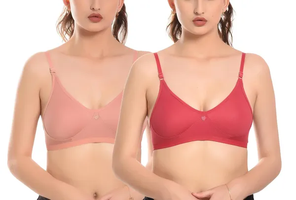 Pack_of_2_|_Fawn_&_Lipstick_T-Shirt_Bra_for_Women_|_Non-Padded_and_Cotton_Hosiery
