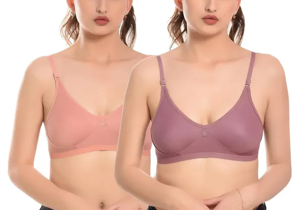 Pack_of_2_|_Fawn_&_Mauve_T-Shirt_Bra_for_Women_|_Non-Padded_and_Cotton_Hosiery