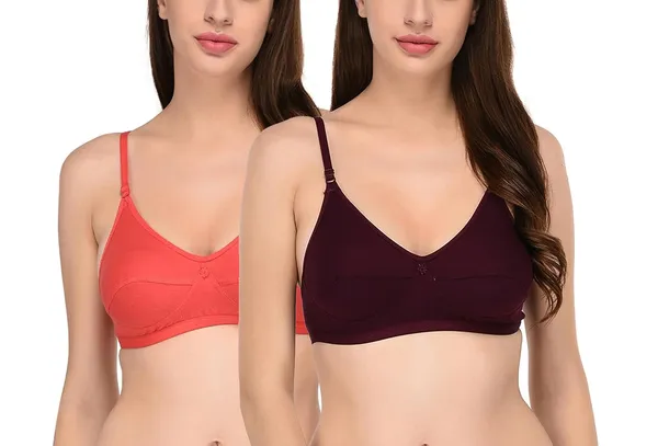 Pack_of_2_|_Peach_T-Shirt_Bra_for_Women_|_Non-Padded_and_Cotton_Hosiery