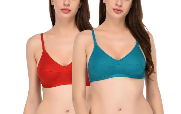 Pack_of_2_|_Red_&_Skyblue_T-Shirt_Bra_for_Women_|_Non-Padded_and_Cotton_Hosiery