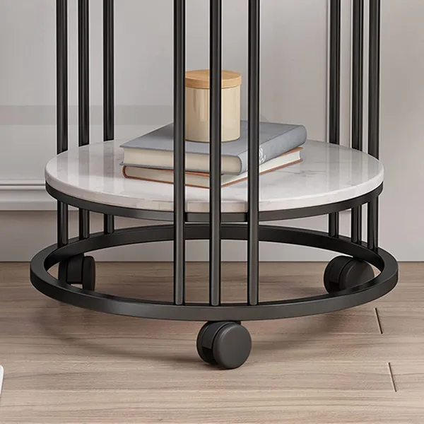 Black_Small_Round_Table_Living_Room_Sofa_Side_Table_With_Wheels_2-Tier_Corner_Table_Nightstand,_40X60Cm