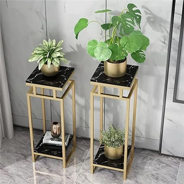 Gold_Compact_Plant_Stand,_Living_Room_Furniture_Plant_Pot_Holder_For_Hallway_Hotel_Decor_gold_Iron_Corner_Table_With_2_Mdf_Shelves