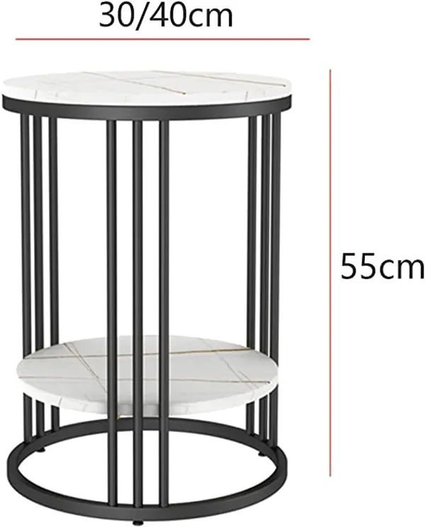 Black_Side_Table,_Tall_Plant_Stand_Round_Side_Tables_Metal_Bedside_Table_Marble_Coffee_End_Table_For_Home_Office,_Living_Room_Size:30_*_30_*_55Cm