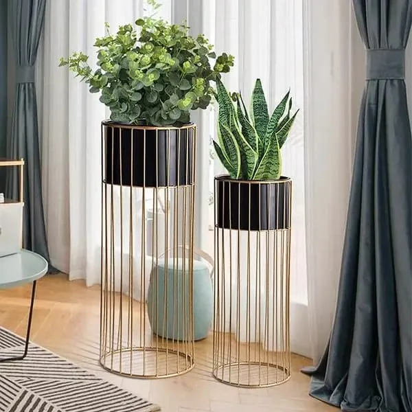 Gold_Indoor_Metal_Planter_Stand__(2-Piece_Set)_with_Black_Pot_&_Gold_Stand,_for_Indoor/Outdoor_Use_in_Living_Room_&_More