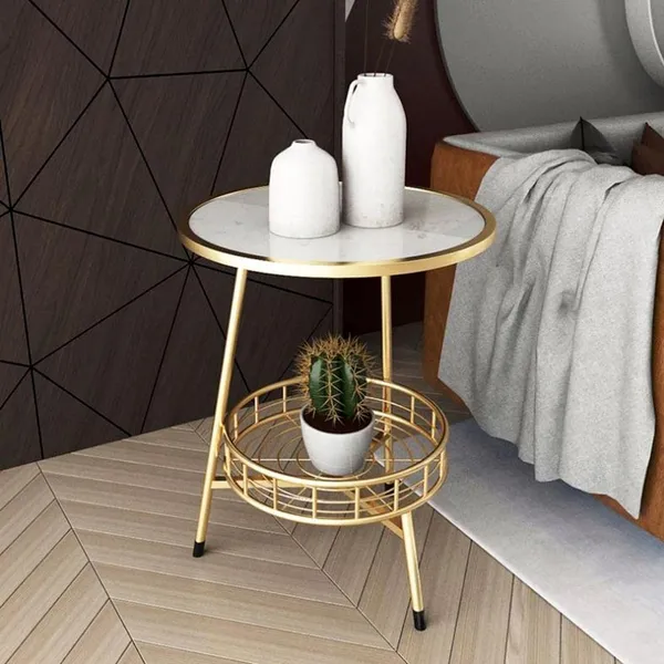 Gold_side_table,_small_apartment_living_room_round_simple_golden_iron_frame_with_white_engineered_wood._Modern,_creative_side_table_with_2-tier_storage.