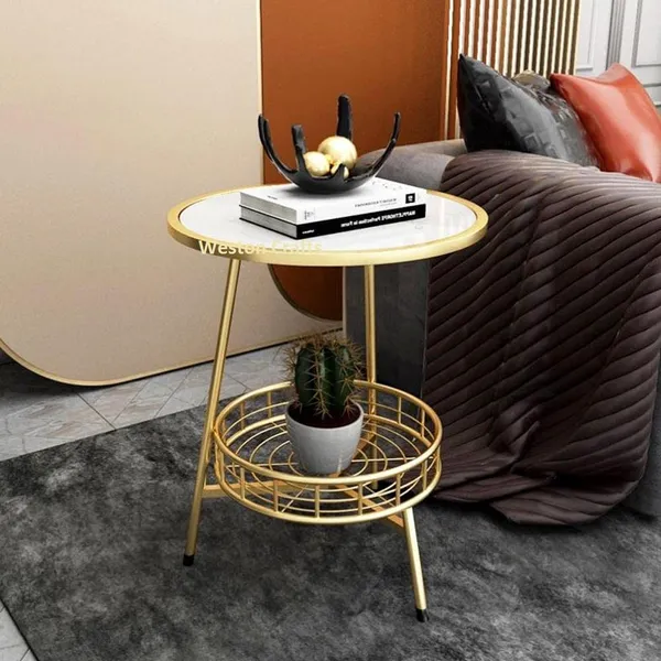 Gold_side_table,_small_apartment_living_room_round_simple_golden_iron_frame_with_white_engineered_wood._Modern,_creative_side_table_with_2-tier_storage.