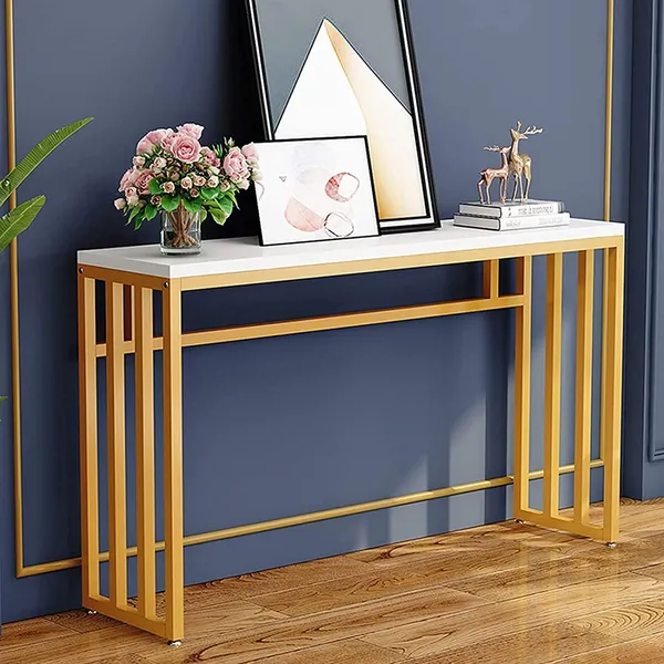 White_metal_console_table_entryway_for_hallway_or_living_room_coffee_table.