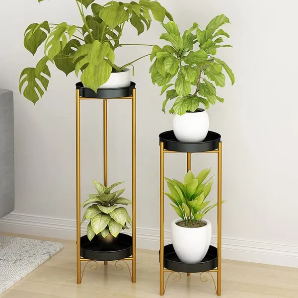Gold_2-tier_plant_stand_table,_metal_corner_display_vase_stand,_and_container_for_indoor_flower_pot_or_planter_holder._Round_tray_design,_rustproof_iron,_outdoor_modern,_and_stylish.