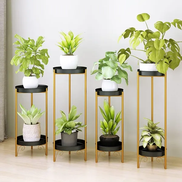 Gold_2-tier_plant_stand_table,_metal_corner_display_vase_stand,_and_container_for_indoor_flower_pot_or_planter_holder._Round_tray_design,_rustproof_iron,_outdoor_modern,_and_stylish.